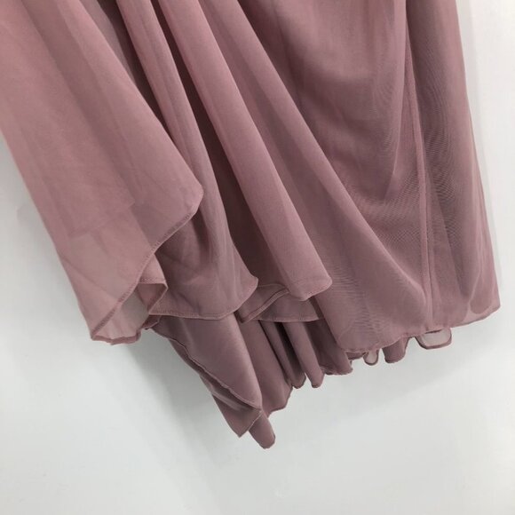 NWT David’s Bridal Rose  Gold Metallic Empire Mesh Maxi Bridesmaids Dress size 4 - Picture 9 of 16